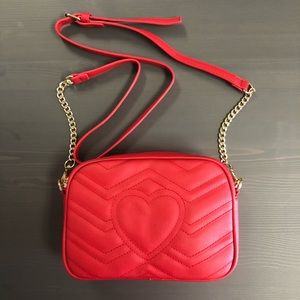 Red Heart Chevron Mini Crossbody Bag